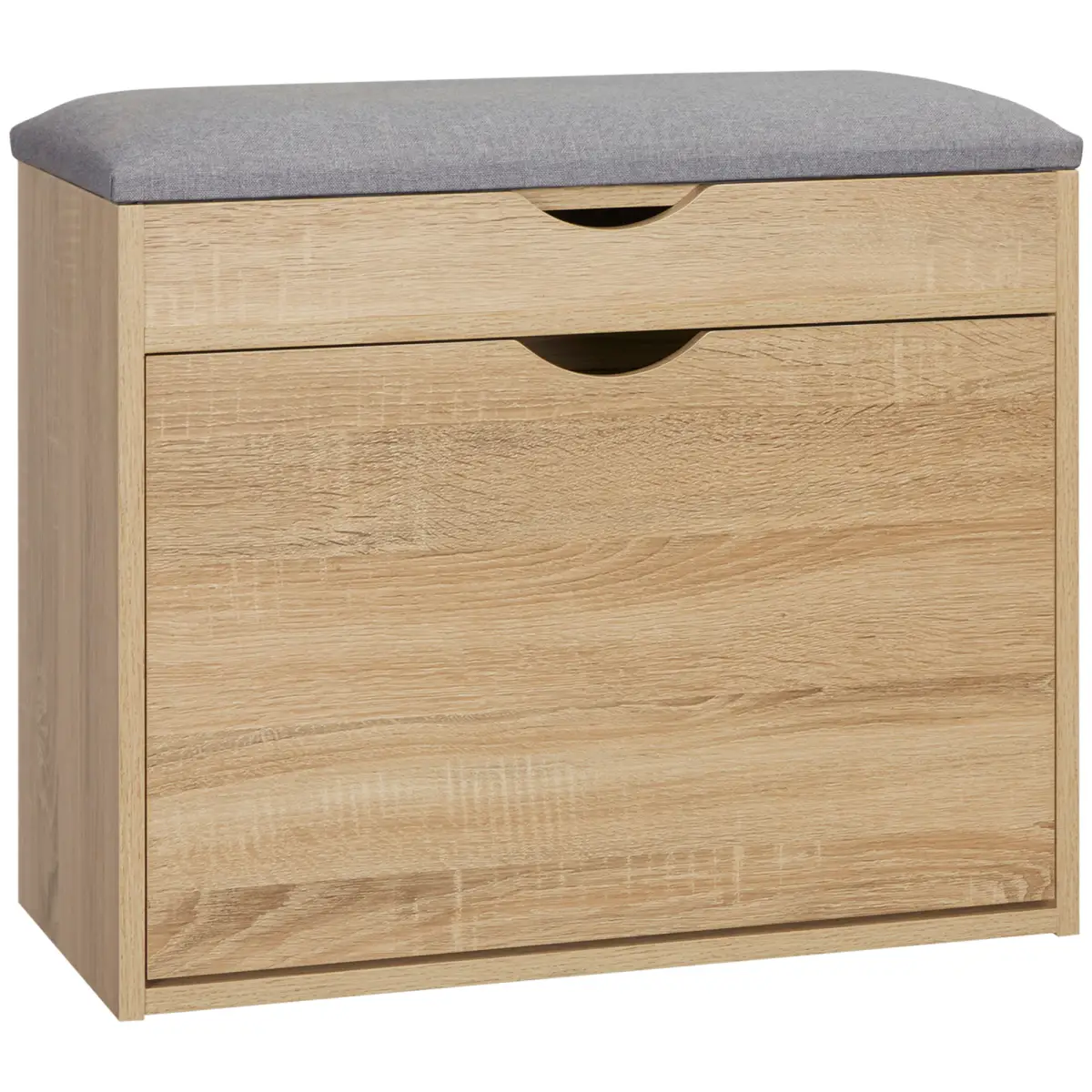 HOMCOM Entryway Shoe Bench with Cushion Storage Cabinet for Living Room Natural by HOMCOM