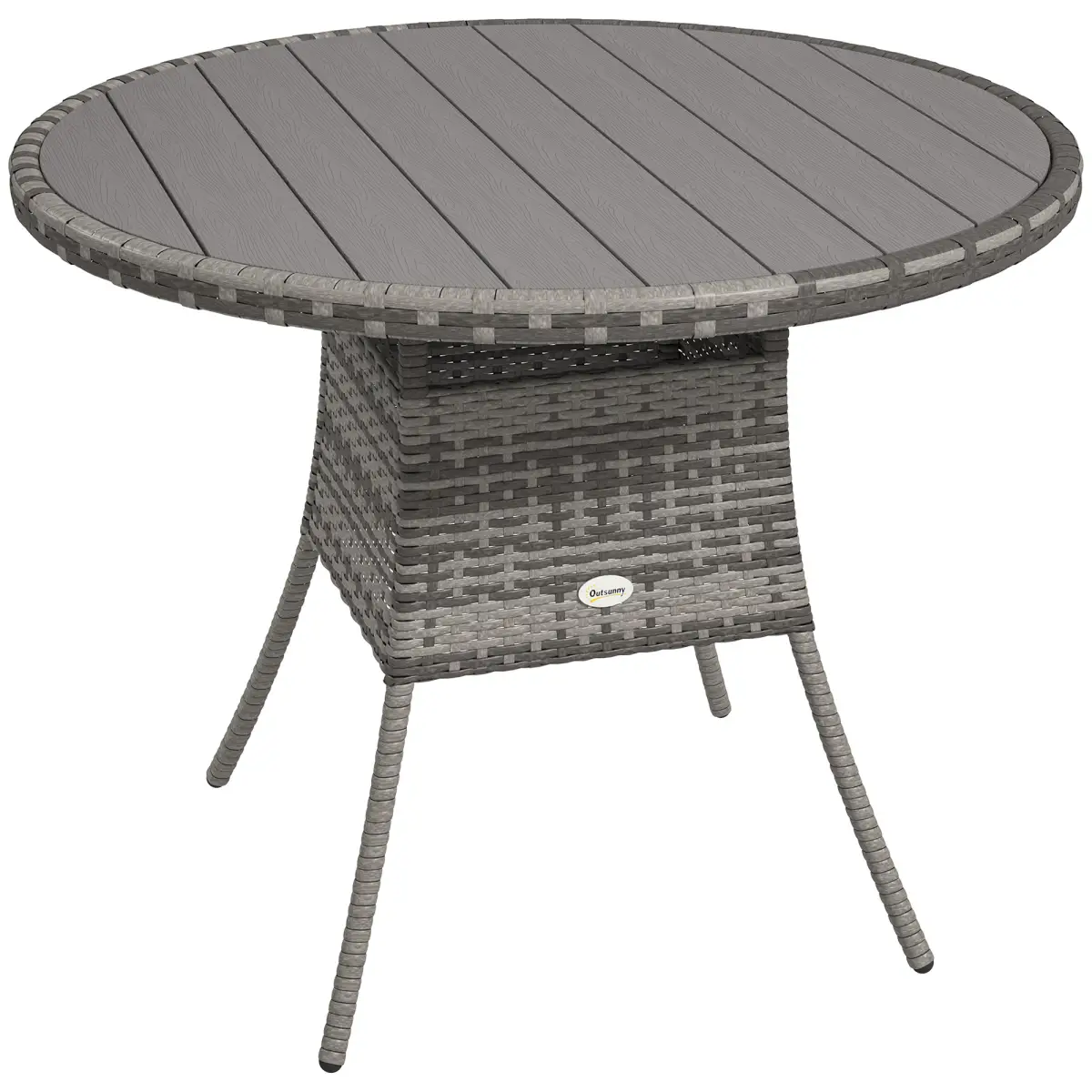 Outsunny Outdoor PE Rattan Dining Table w/ Wood-plastic Composite Top, Grey by Outsunny