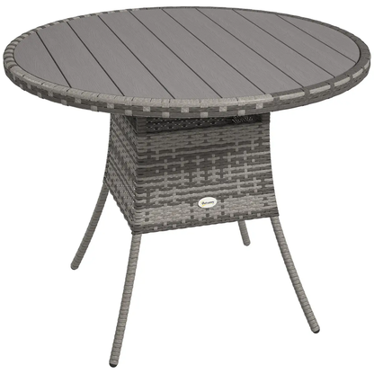 Outsunny Outdoor PE Rattan Dining Table w/ Wood-plastic Composite Top, Grey by Outsunny
