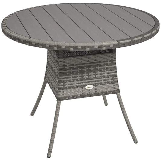 Outsunny Outdoor PE Rattan Dining Table w/ Wood-plastic Composite Top, Grey by Outsunny