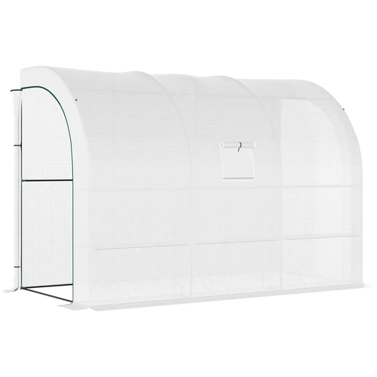 300 x 150 x 213 Plant Greenhouse Garden Nursery w/ Cover Window, White by Outsunny