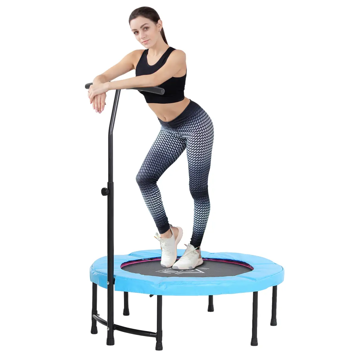 40'' Kids Mini Trampoline, Adult Rebounder Jumper w/ Handle Fitness HOMCOM by Unbranded