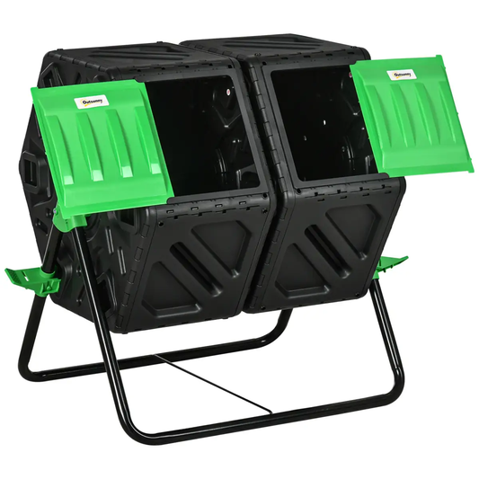 Outsunny 130L Compost Bin Dual Chamber Rotating Composter w/ Ventilation Holes by Outsunny