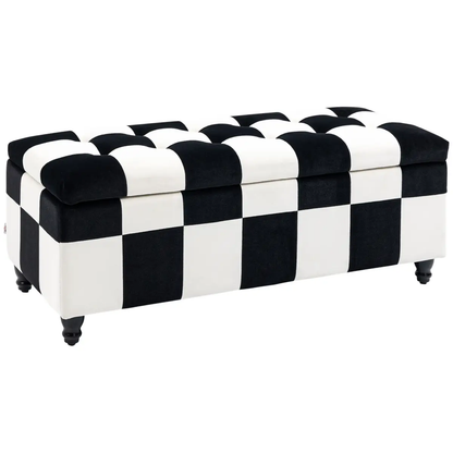 114 x 47 x 47cm Velvet Storage Ottoman, Button-tufted Footstool Box by HOMCOM
