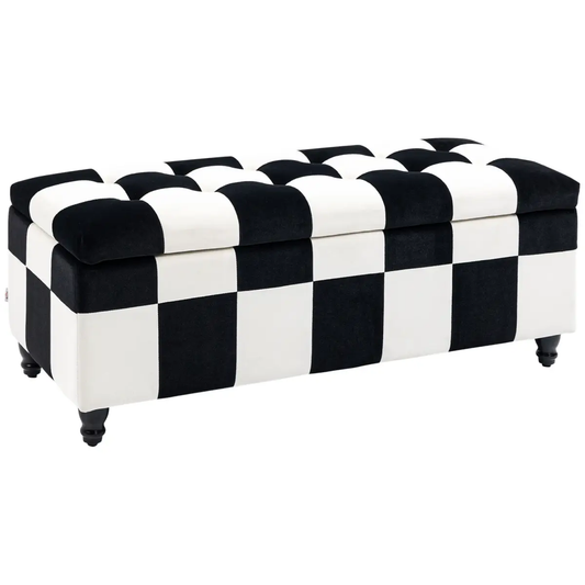 114 x 47 x 47cm Velvet Storage Ottoman, Button-tufted Footstool Box by HOMCOM