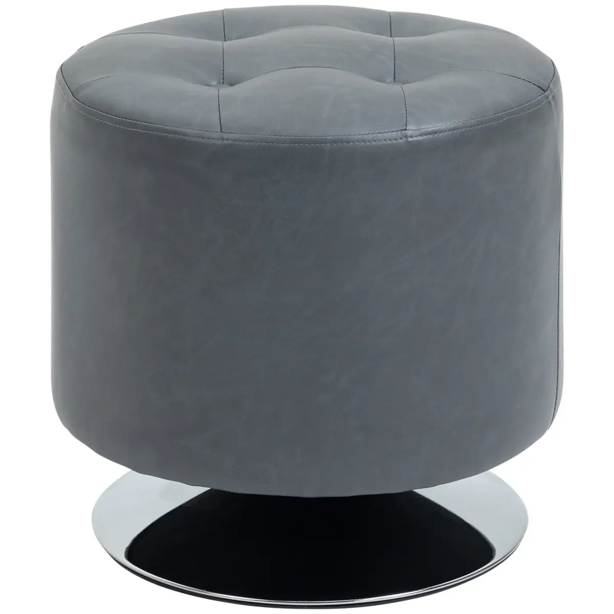 360 Swivel Foot Stool PU Ottoman w/ Thick Padding & Steel Base, Grey by HOMCOM