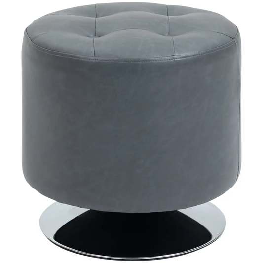 360 Swivel Foot Stool PU Ottoman w/ Thick Padding & Steel Base, Grey by HOMCOM