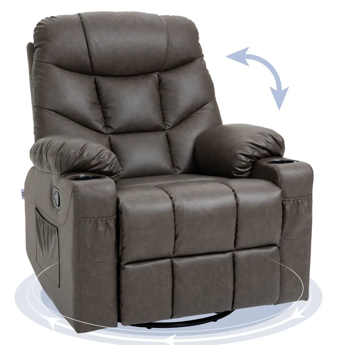 PU Leather Manual Recliner Chair, Recliner Armchair for Living Room, Brown by HOMCOM