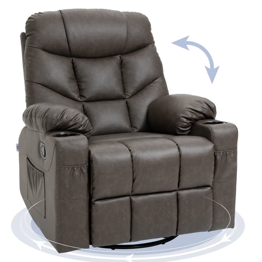 PU Leather Manual Recliner Chair, Recliner Armchair for Living Room, Brown by HOMCOM