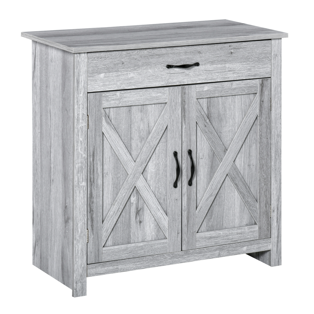 Farmhouse Barn Door Sideboard Buffet Storage Cabinet Coffee Bar Grey Grain by Unbranded