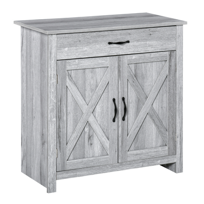 Farmhouse Barn Door Sideboard Buffet Storage Cabinet Coffee Bar Grey Grain by Unbranded