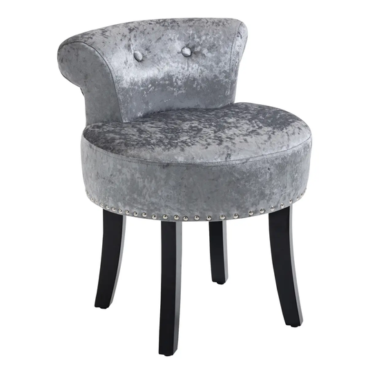 Dressing Table Stool Vanity Seat w/ Rubber Wood Legs Bedroom - Grey by HOMCOM