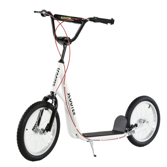 HOMCOM 90-96cm Kids Kick Scooter Adjustable Handlebar Inflatable Wheels White by Unbranded