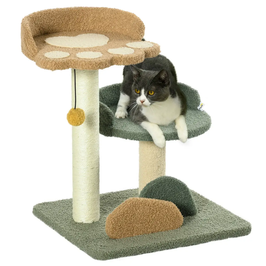 52cm Cat Tree for Indoor Cats, Scratching Posts with Two Bed, Toy Ball by PawHut