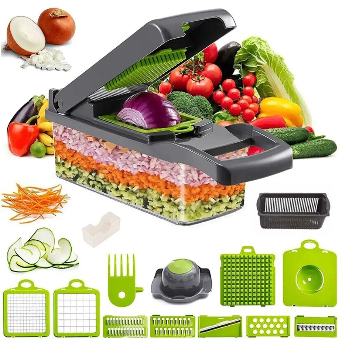 16 in 1 Vegetable Chopper, Salad Fruit Vegetable Food Chopper Slicer Peeler by N/A