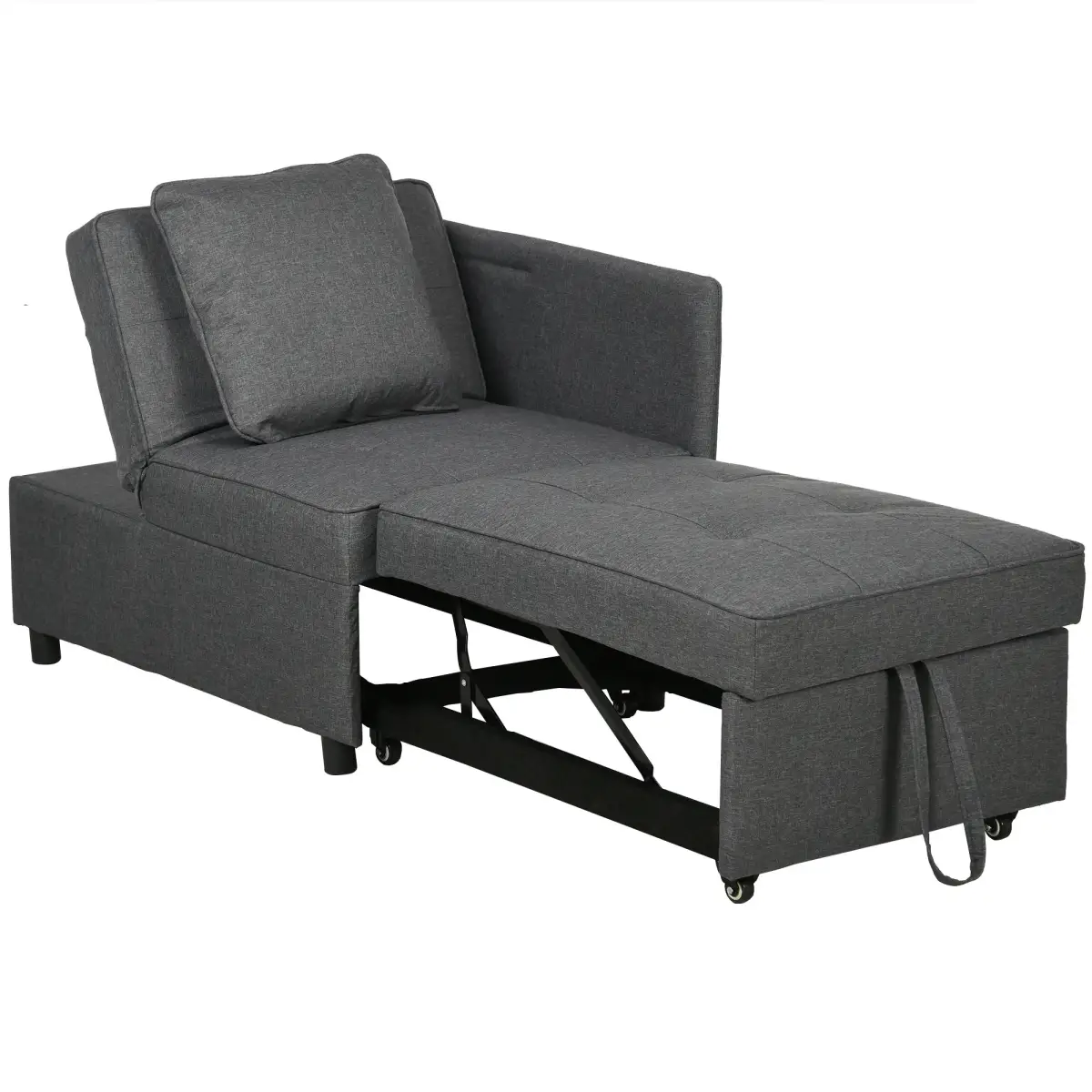 HOMCOM Folding Sleeper Sofa Bed Chair with Pillows, Pocket, Grey by HOMCOM