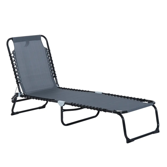 Foldable Sun Lounger Deck Beach Reclining Seat Bed Garden Chair Outsunny by Unbranded