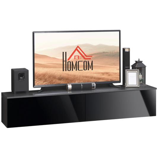 Floating TV Unit Stand, Wall Mount Media Console with Storage Cupboards by Unbranded