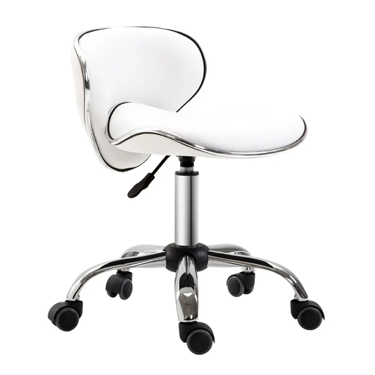 Office Chair Beauty Salon Rolling Technician Stool Chair Low Back White HOMCOM by Unbranded