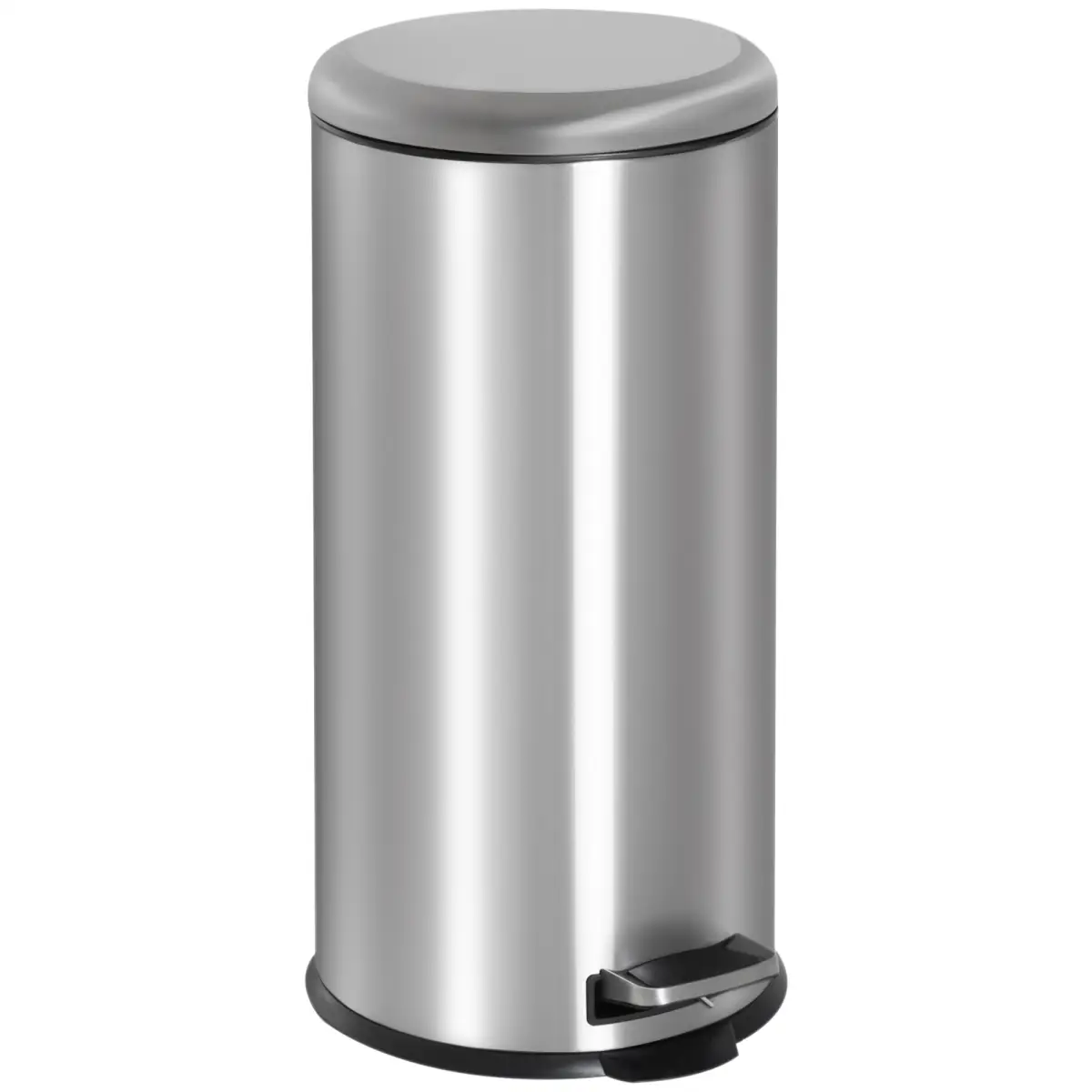 30L Pedal Bin, ?29.2 cm-Black/Silver by HOMCOM