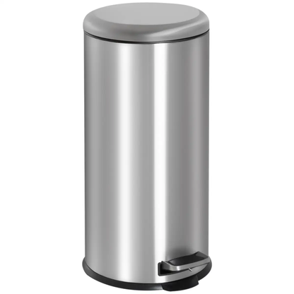 30L Pedal Bin, ?29.2 cm-Black/Silver by HOMCOM