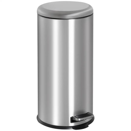 30L Pedal Bin, ?29.2 cm-Black/Silver by HOMCOM