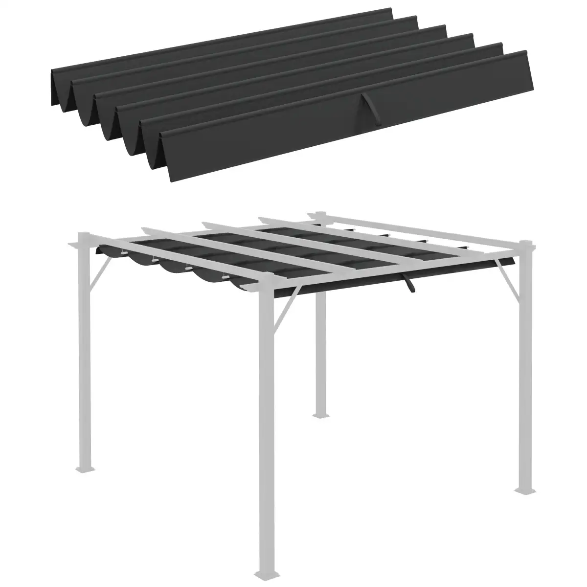 Pergola Shade Cover for 3 x 3m Pergola, Replacement Canopy Fabric Only, Grey by Outsunny