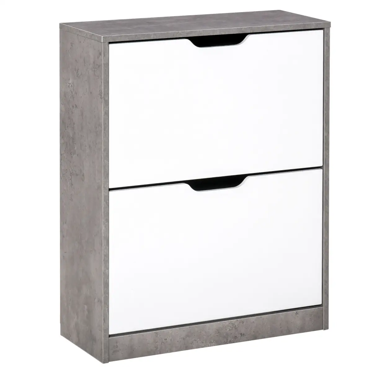 Two Drawer Shoe Cabinet Home Storage Organiser Groove Handles Hallway HOMCOM by Unbranded