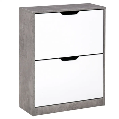 Two Drawer Shoe Cabinet Home Storage Organiser Groove Handles Hallway HOMCOM by Unbranded