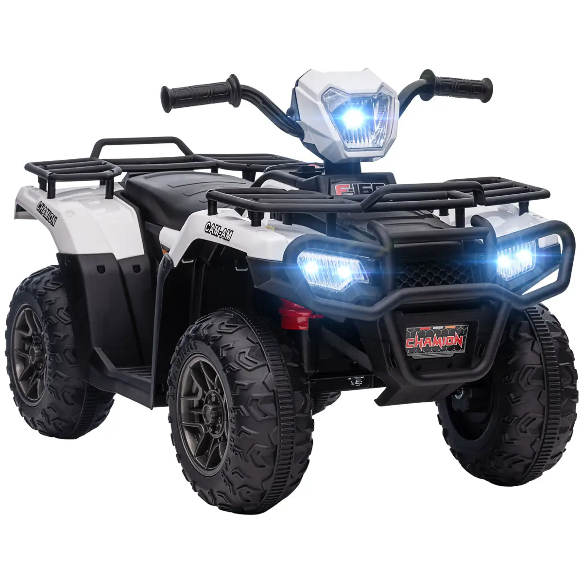 HOMCOM 12V Electric Quad Bike for Kids w/ LED Headlights, Music - White by HOMCOM