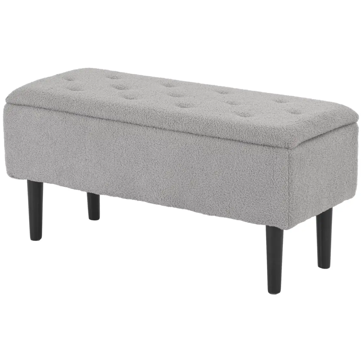 HOMCOM 15" Ottoman Storage Box with Wooden Legs and 47L Storage Capacity, Grey by HOMCOM