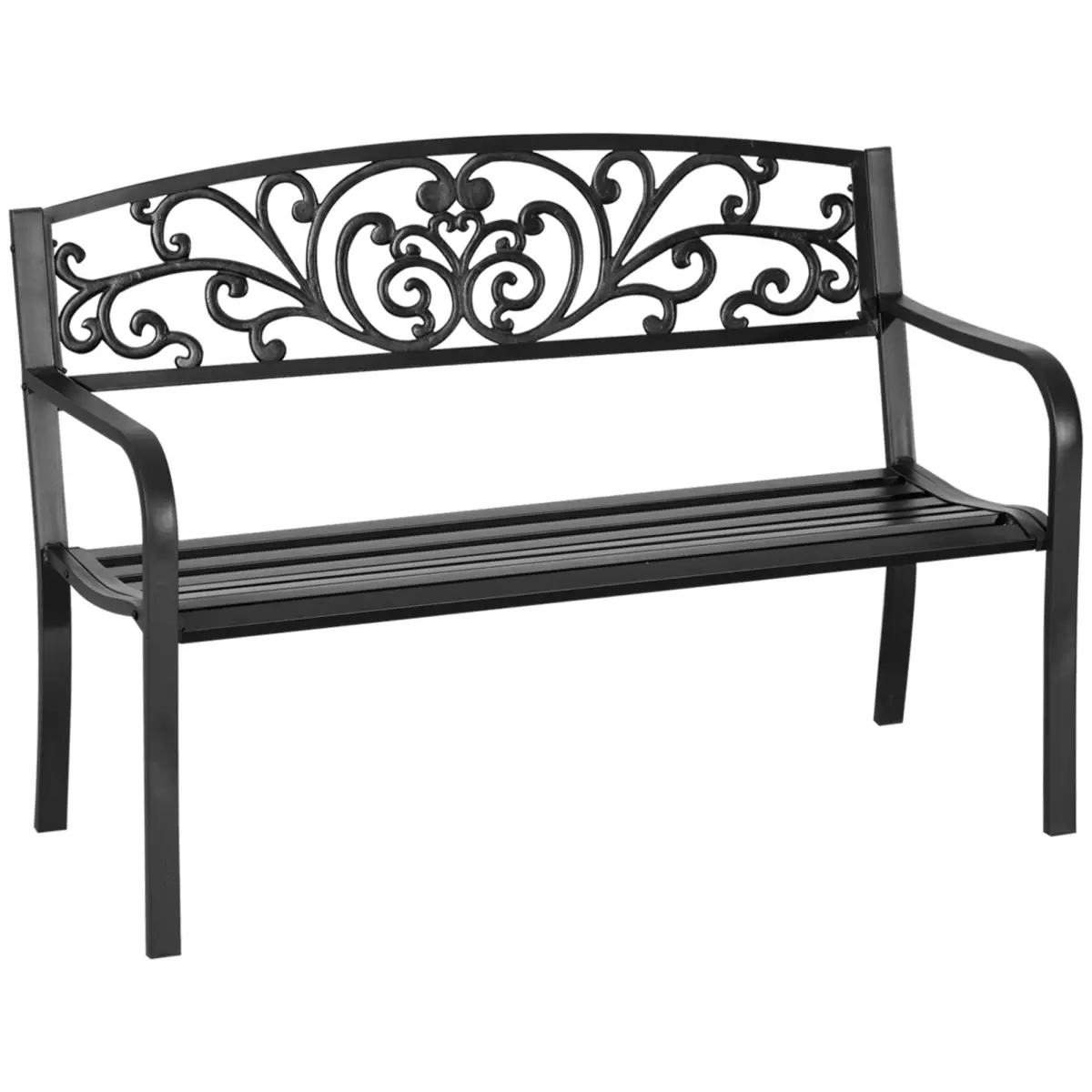 2-Seater Garden Bench, Steel-Black by Outsunny