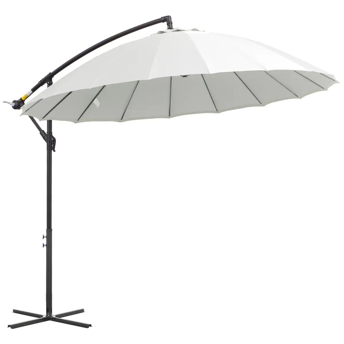 3(m) Cantilever Shanghai Parasol Crank Handle, Cross Base, Off-White Outsunny by Unbranded