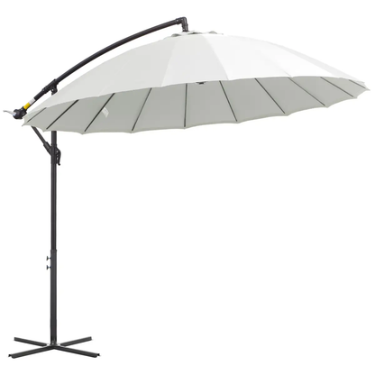 3(m) Cantilever Shanghai Parasol Crank Handle, Cross Base, Off-White Outsunny by Unbranded