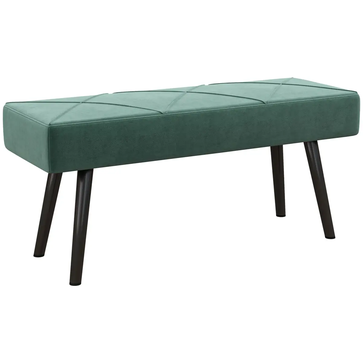 HOMCOM End of Bed Bench, Upholstered Hallway Bedroom with Steel Legs, Green by HOMCOM
