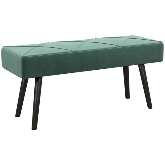 HOMCOM End of Bed Bench, Upholstered Hallway Bedroom with Steel Legs, Green by HOMCOM