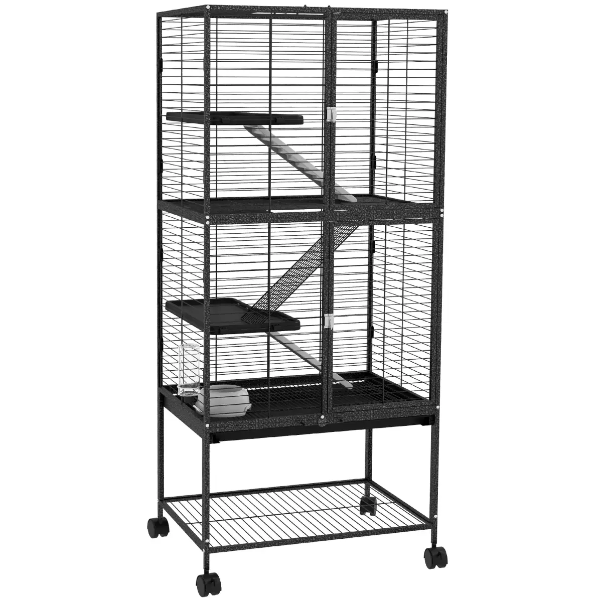 PawHut Ferret Cage 136cm Rolling Small Animal Cage w/ 3 Doors, Storage Shelf by PawHut