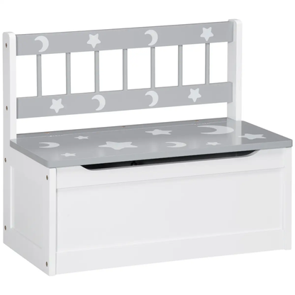 Two-In-One Wooden Toy Box, Kids Storage Bench w/ Safety Rod - Grey by Unbranded