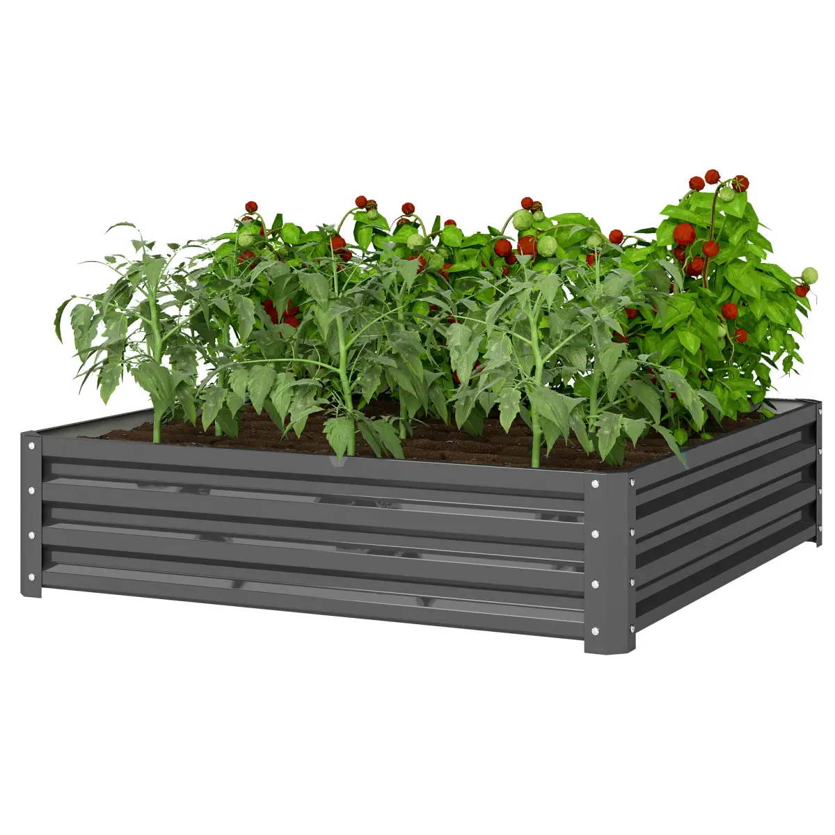 Outsunny Raised Garden Bed Metal Garden Flower Vegetable Planter Light Grey by Outsunny