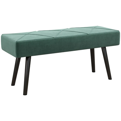 HOMCOM End of Bed Bench, Upholstered Hallway Bedroom with Steel Legs, Green by HOMCOM