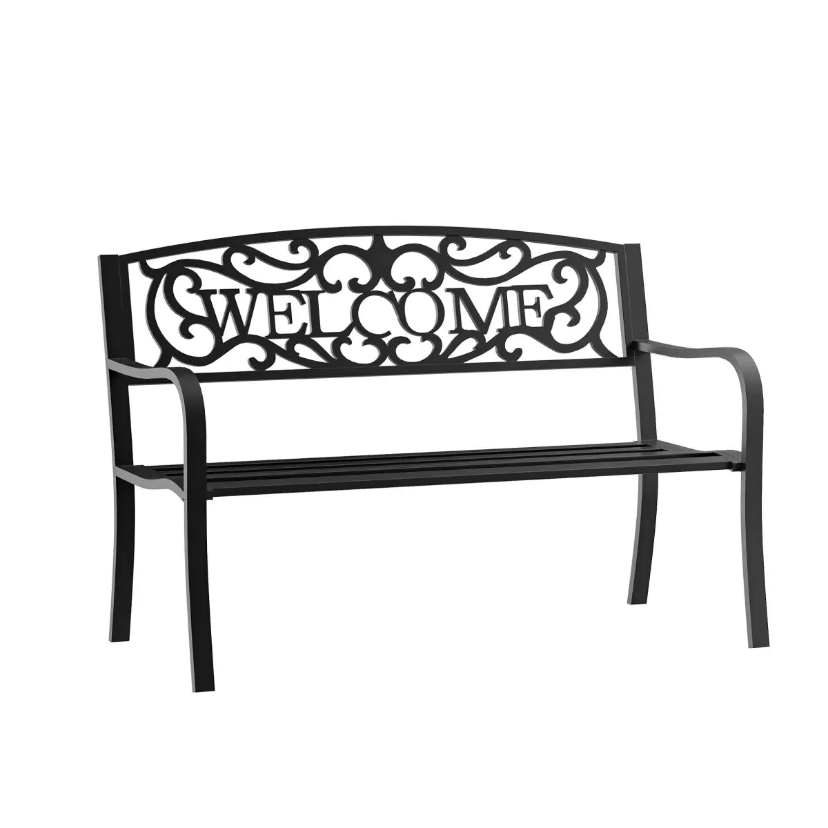 126Lx60Wx85H cm Steel Bench-Black by Outsunny