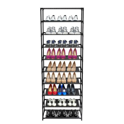 10 Tier Stackable Shoe Rack Storage Shelves - Stainless Steel Frame Holds 50 Pairs Of Shoes by N/A