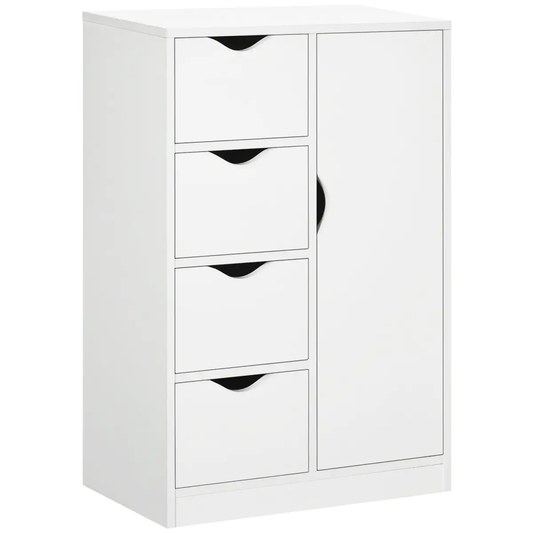 Modern Storage Cabinet Organizer with 4 Drawers and 1 Shelf, White by HOMCOM