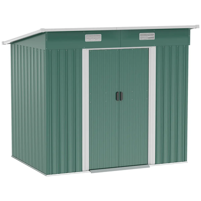 7 x 4ft Outdoor Garden Metal Storage Shed, Green by Outsunny