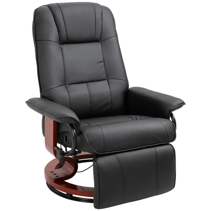 Ergonomic Recliner Sofa Chair PU Leather Armchair Lounger with Footrest, Black by Unbranded