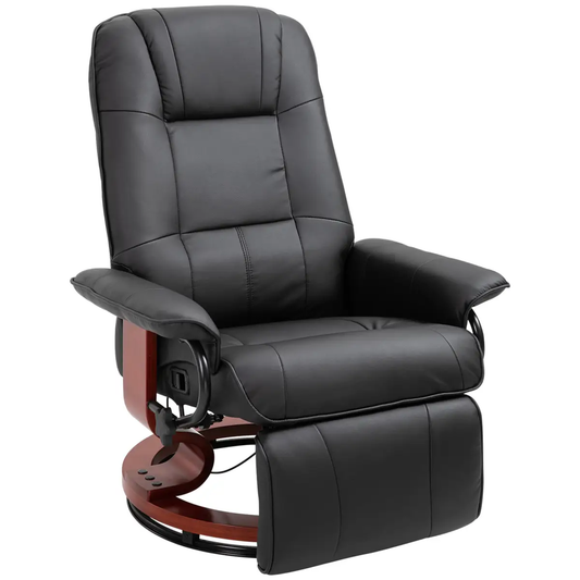 Ergonomic Recliner Sofa Chair PU Leather Armchair Lounger with Footrest, Black by Unbranded