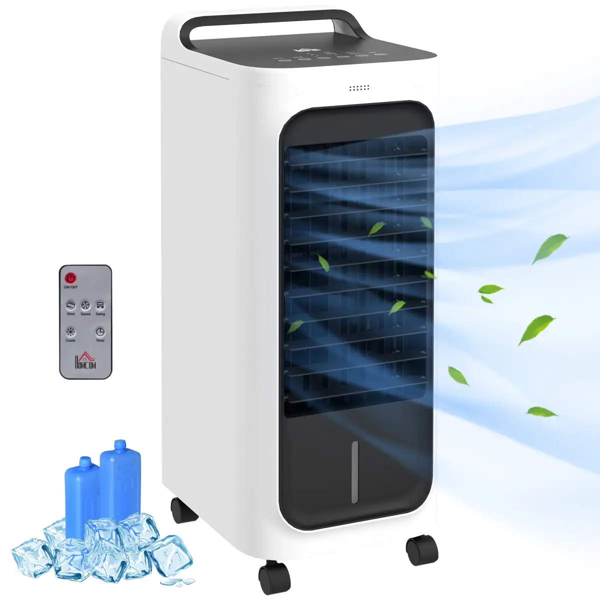 HOMCOM Mobile Air Cooler for Home Office, with Oscillation, Ice Packs by HOMCOM