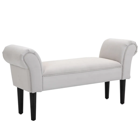 Elegant Flannelette Home End Bench Wood Legs Padding High Scrolled Ends by Unbranded