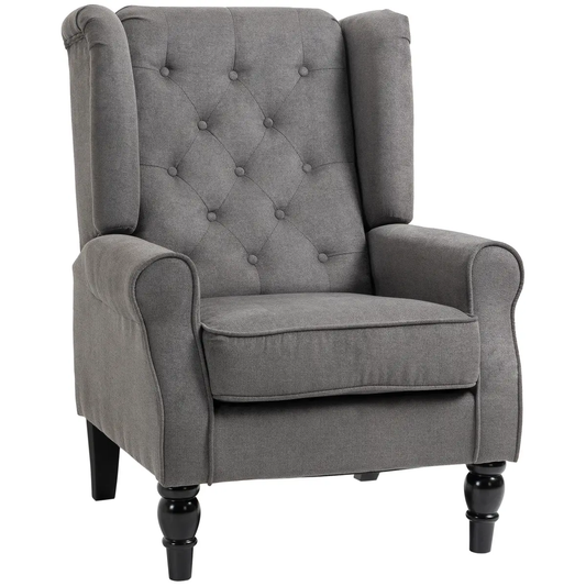 Accent Armchair Home Furniture Retro Tufted Club Wood Fabric Dark Grey by HOMCOM