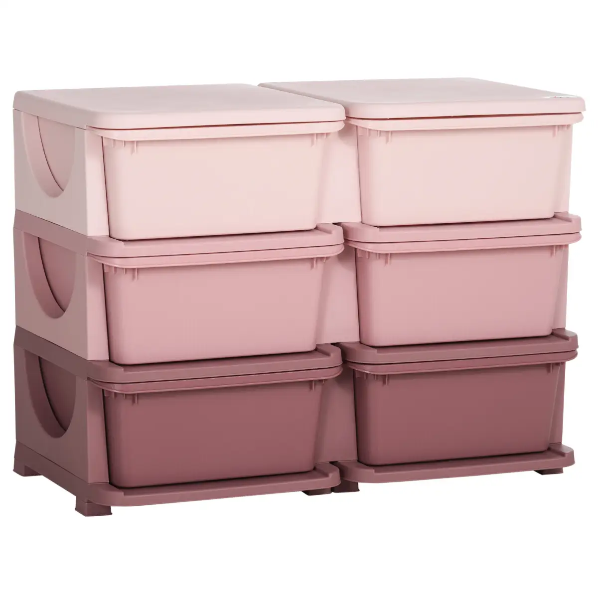 Kids Storage Unit Toy Box Vertical Dresser with Six Drawers - Pink HOMCOM by Unbranded